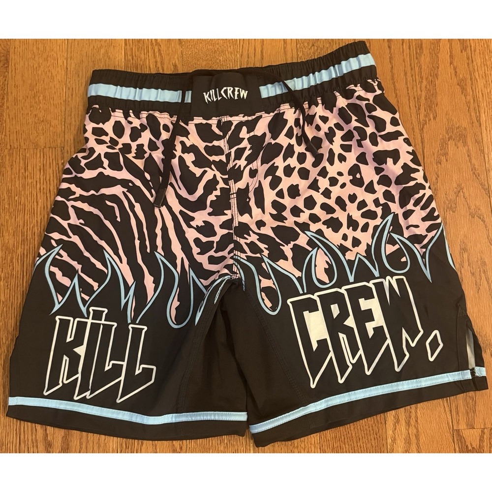 Kill Crew Blue Flame Pink AOP Athletic Shorts Size Medium Streetwear Gym MMA